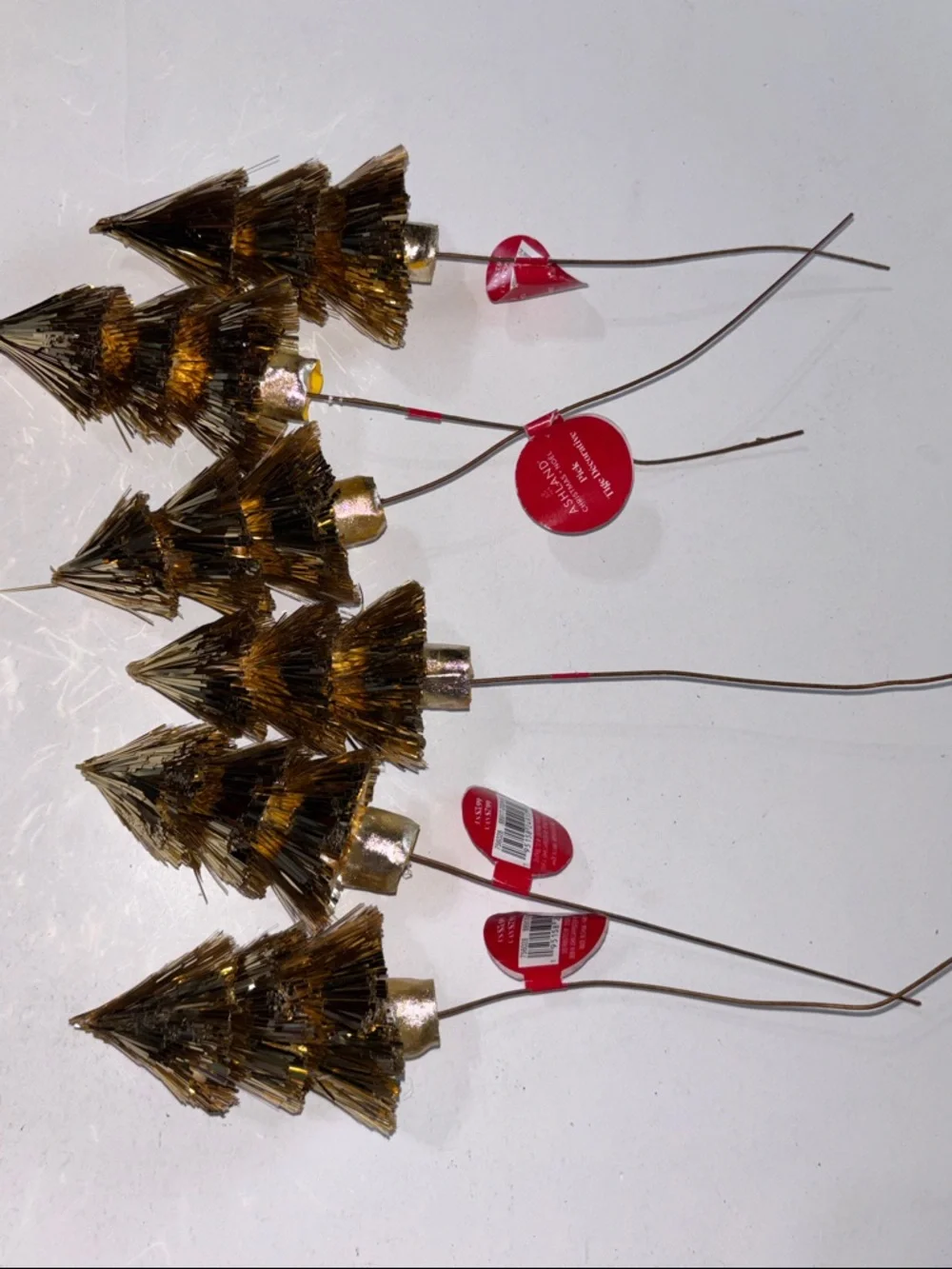 Gold Tinsel Tree Picks in Metallic Gold tree pics NEW SET OF 6 Gold Tinsel pics